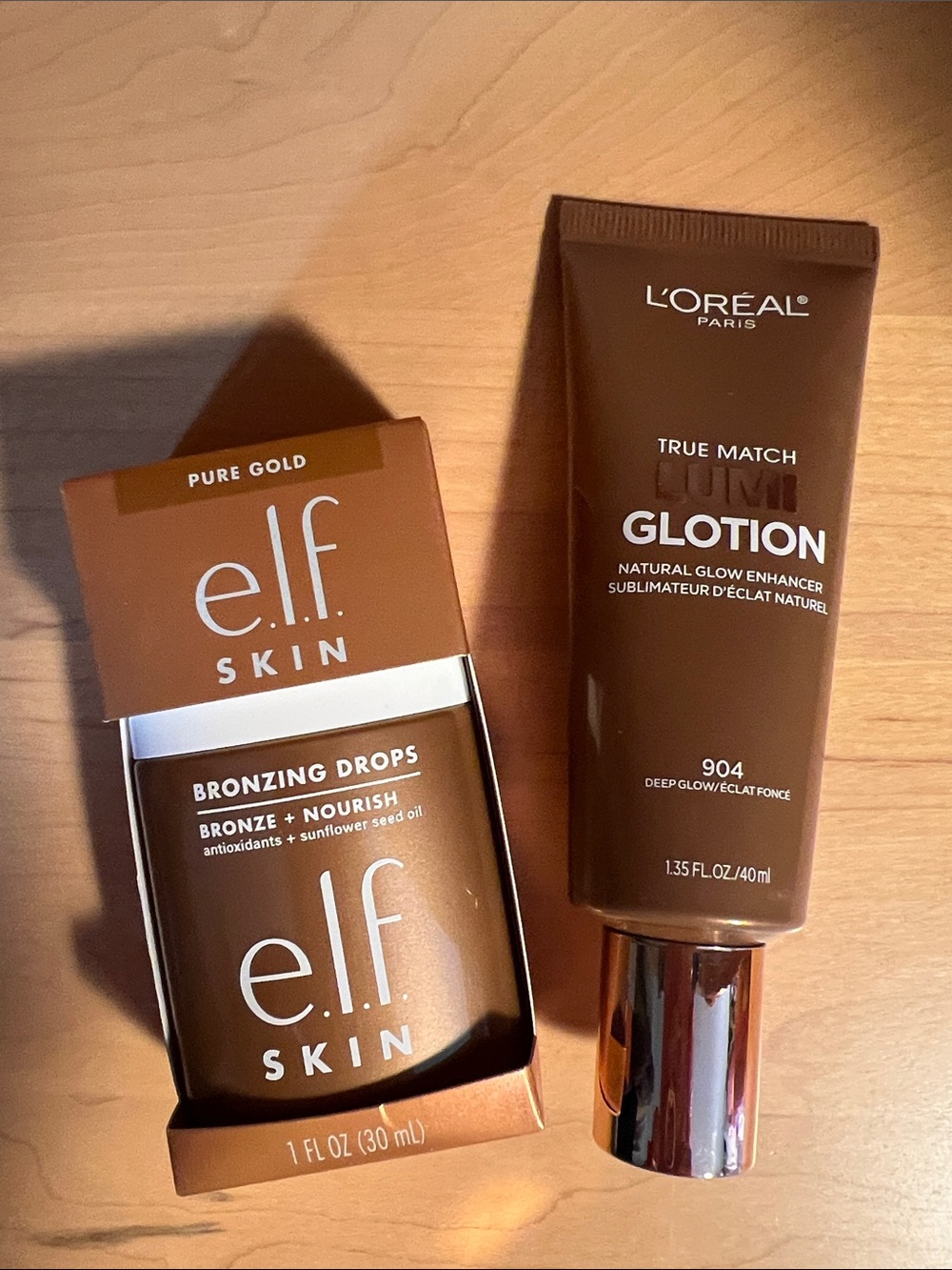 e.l.f. Skin Bronzing Drops & L’Oréal Lumi Glotion #904